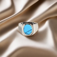 Natural Tibetan Turquoise Ring 925 Sterling Silver Handmade Gemstone Jewelry