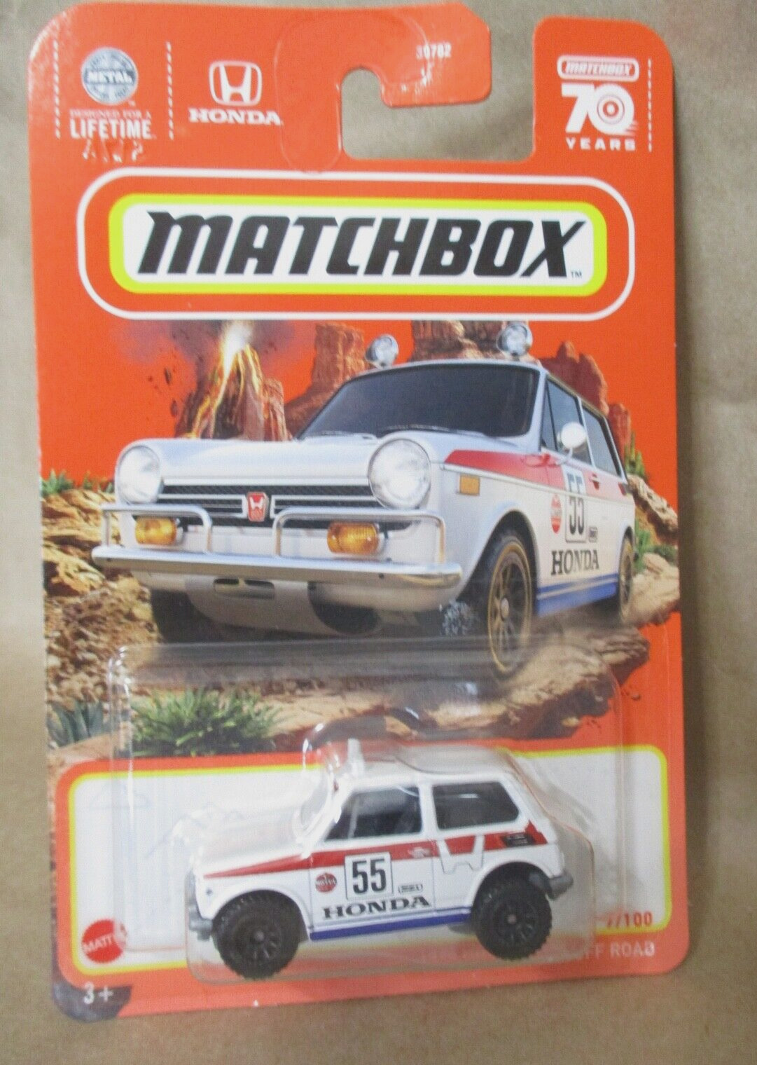 Matchbox 70th 1-100 series #7  1970 Honda N600 Off Road in White 1:64  diecast