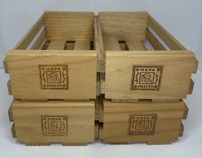LOT OF 4 Napa Valley Box Company Wooden 12 Cassette Tape Storage Holder Rack