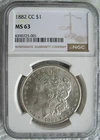 1882-CC Morgan Silver Dollar NGC MS-63