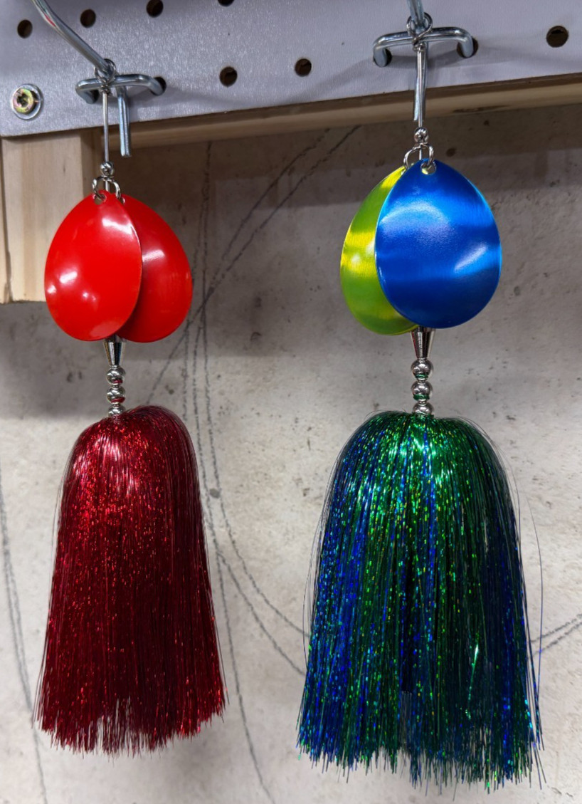 2 Musky Bucktail Lures. 8.5" Long. Brand New. Mustad Hooks. Free Shipping.