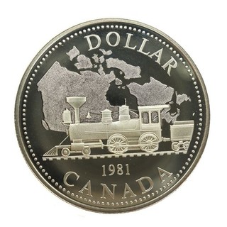 Kanada 1981 1 Dollar 100 Jahre Baubeginn der Transkanadischen Eisenbahn | Silber