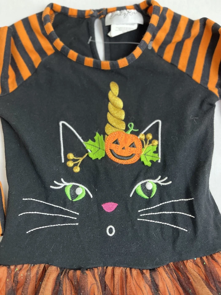 Emily Rose Girls size 4 Halloween Dress Black Cat Unicorn Pumpkin Fall Sparkles - Image 2 of 4