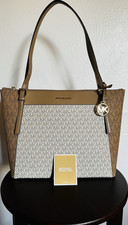 Michael Kors Logo Shoulder Bag Brown Beige with Brand Card Gold Hardware