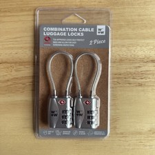 Travel Sentry Combination Cable Luggage Lock 2-Piece Set TSA Approved Silver New