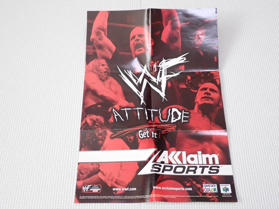WWF ATTITUDE N64 US Version CIB Poster Cleaned Pins Nintendo 64 - Image 4 of 4