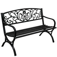 Gartenbank Metall 2-Sitzer Parkbank Wetterfest Sitzbank Terrasse Balkon Schwarz
