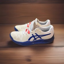 ASICS Gel-Resolution 8 Women's Tennis Shoes Size 9.5 White Lapis Blue 1042A072