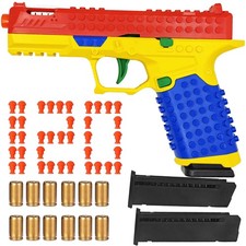 DIY Building Block Shell Ejecting Toy Gun Automatic Pull Back Toy Blaster
