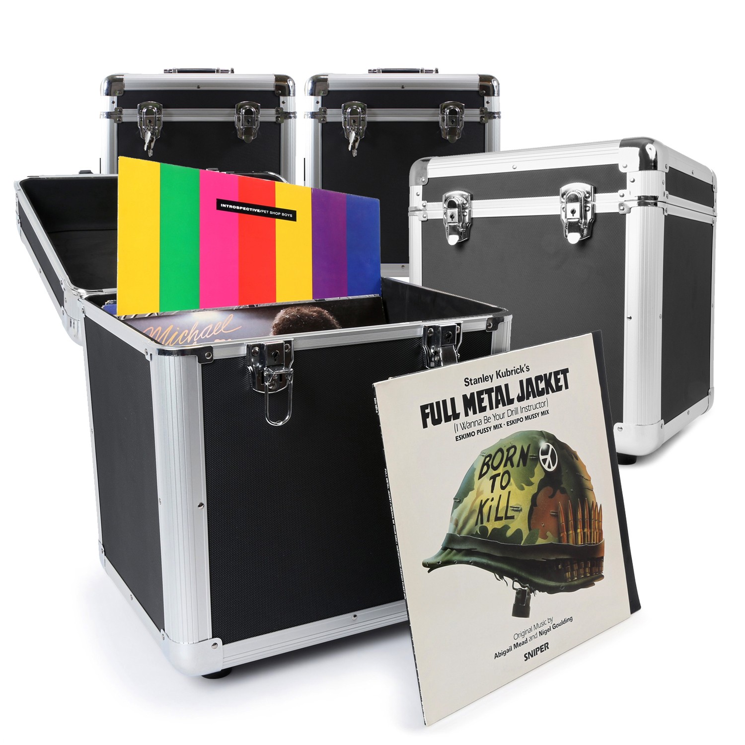4x PD LP 100x 12"" Vinyl Record Box Flight Case Stackable Media  UK Stock