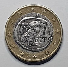 RARE 1 EURO GREEK 2002 OWL COIN with an  S  at the Bottom Star