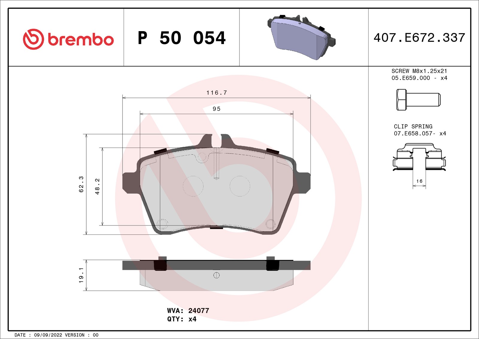Für BREMBO P 50 054 Brake Pad Set, Disc Brake - Bild 5