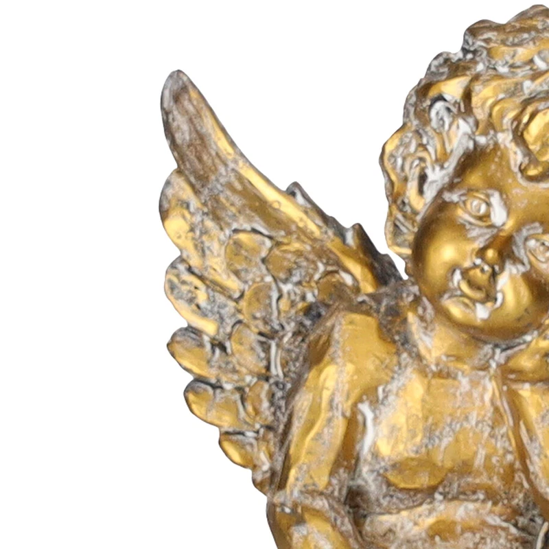Angelo Pensante Decorativo Resina Oro Statuina Soprammobile Casa Regalo H 25 cm, fotografia 5 di 9