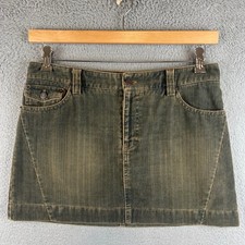 American Eagle Corduroy Mini Skirt Olive Green Cinch Back Y2K Utility Size 6