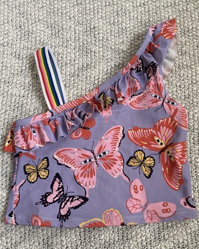 Hanna Andersson Purple Butterfly Rainbow Strap Swim Top Size 10 - Picture 2 of 6