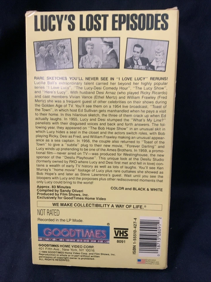 Lucy's Lost Episodes I Love Lucy (VHS, 1989) - Image 2 of 4