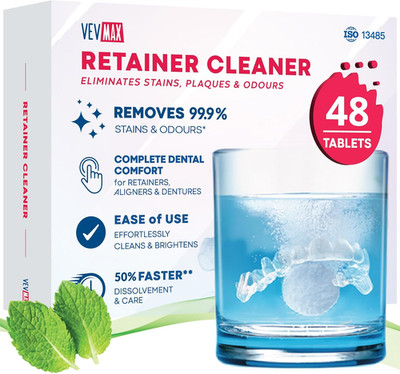 Retainer Cleaner Tablets - 48 Tablets (1.5 Months Supply) - Denture Cleaning,...