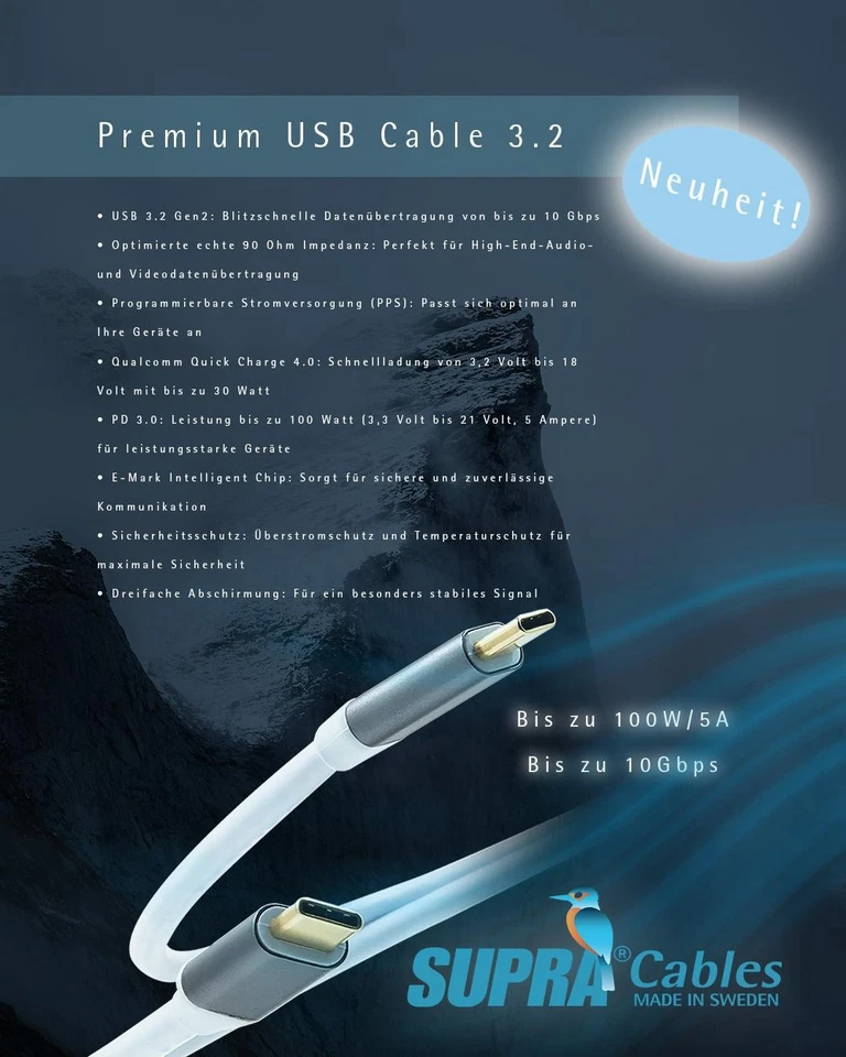 Supra Cables USB 3.2 Gen2 C-C USB Kabel USB C - USB C / Länge 0,5m - Bild 4 von 4
