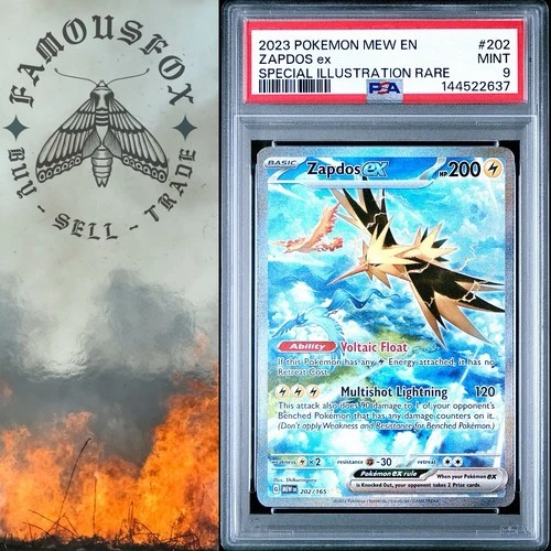 2023 POKEMON MEW EN-151 SPECIAL ILLUSTRATION RARE #202 ZAPDOS EX PSA 9 MINT
