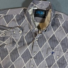 VTG Lone Roo by Roper Mens X-Large Button Down Shirt Made in USA Western Argyle