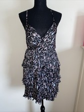 Lulus Floral Cross Back Fit & Flare Mini Dress Black Yellow White Size Small 