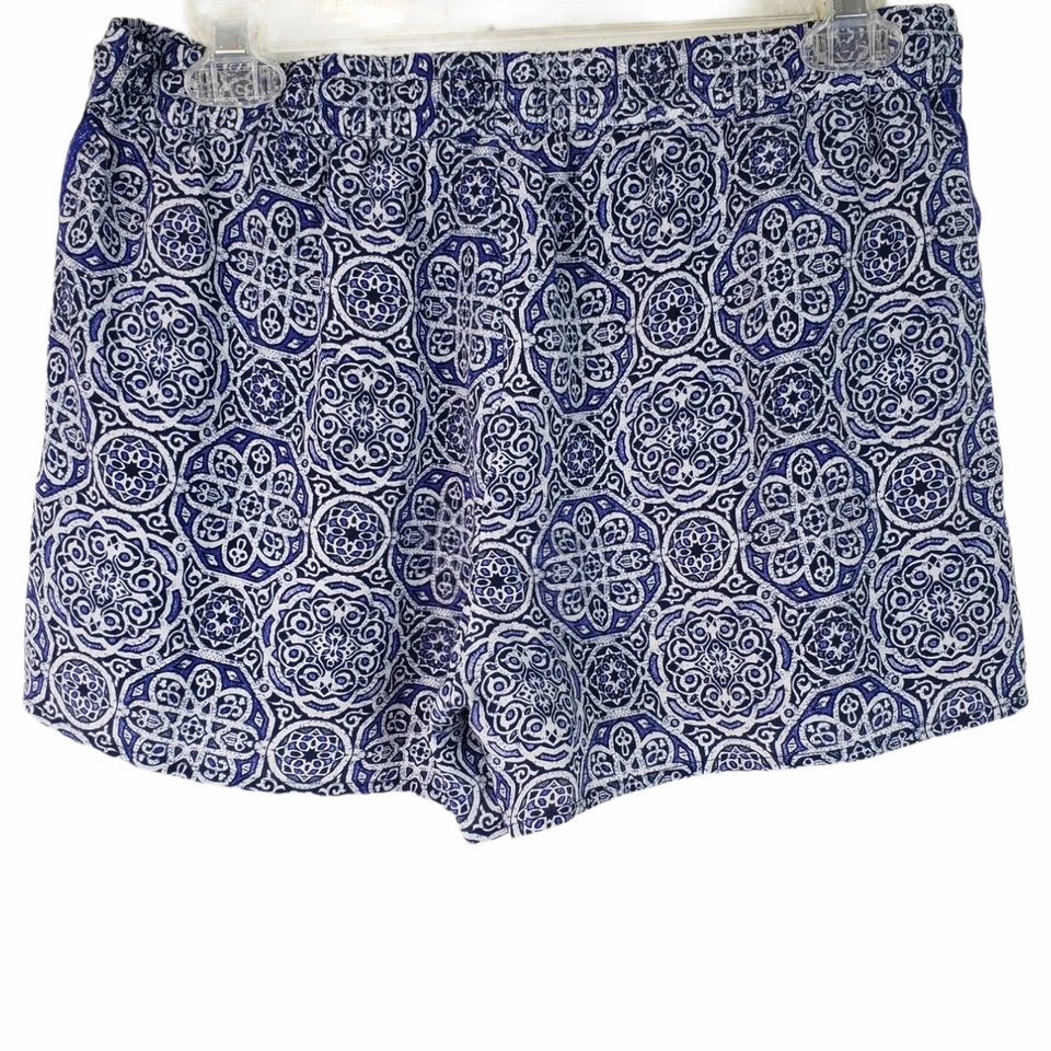 Pantalones Cortos Joie Sinclaire Azul y Blanco Estampado Seda Talla Mediana Foto 3 de 4