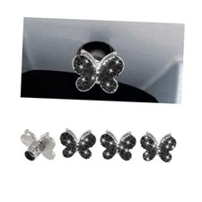 4PCS Bling Car Tire Valve Stem Caps, Butterfly Rhinestone Vehicle Wheel Black