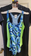 Spyder Swim Set Girl's One Piece Swimsuit Navy Cover Up 30 UPF Size Large
