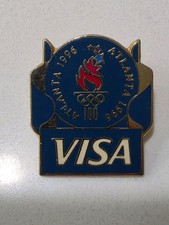 Vintage VISA Sponsor Atlanta 1996 Olympics Blue Lapel Pin