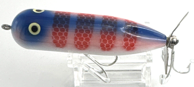 Vintage Heddon Fishing Lure Magnum Torpedo Rare Red Blue White