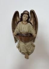Wunderbarer, alter Deko Engel / Wachsengel Figur - bemalt mit Weihwasserkessel