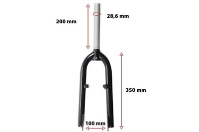 20 Zoll BMX Gabel Stahl 1 1/8 Schaftrohr 200mm A HEAD fork für V-Brake schwarz