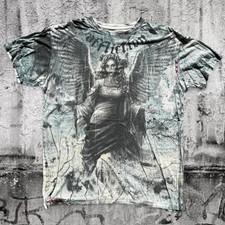 Affliction Bamboo Series Angel AOP Shirt - Size XL - Y2K All Over Print Tee 