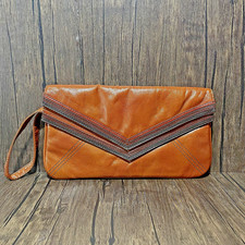 PURSE FIRST DRAG REALNESS Luggage Browns Leather-look Wristlet Clutch