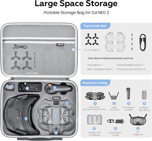 Carrying Case For DJI Neo 2 Motion Fly More Combo Accessories Hard Storage Bag