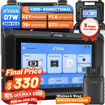 2026 XTOOL D7W V2.0 Full System Diagnostic Bidirectional OBD2 Scanner ECU Coding