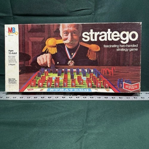 Vintage Stratego Board Game Milton Bradley Complete Red Blue Army w/ Tray