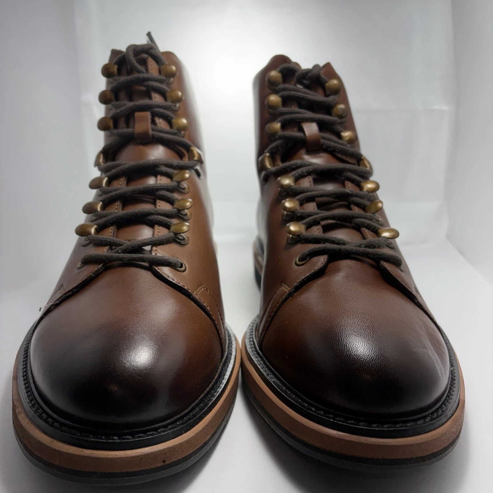 Marc Fisher Men’s Leather Boots Brown Lace Up Size 9.5 Hiker Style New