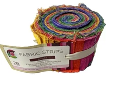Creative Cuts Quilting Fabric Roll of 28 Cotton Strips Prints Bright Colors 2.5"