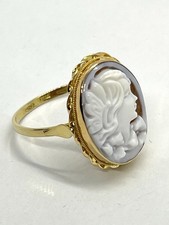 Anello Donna In Oro 18kt-Cammeo Sardonico Inciso A Mano-Gioiello Classico