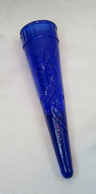 VTG. 1920 Dugan Glass Co. Cobalt Blue Glass Bird - Cone - Wall Auto Pocket Vase