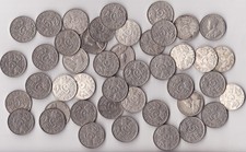 LOT/ROLL OF 40 - 1923 CANADA 5 CENTS NICKELS
