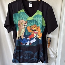 Disney Lion King Women s Scrub Top Sz.XL NWT Black Simba Nala