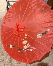 Red Decorative Bamboo Umbrella Parasol