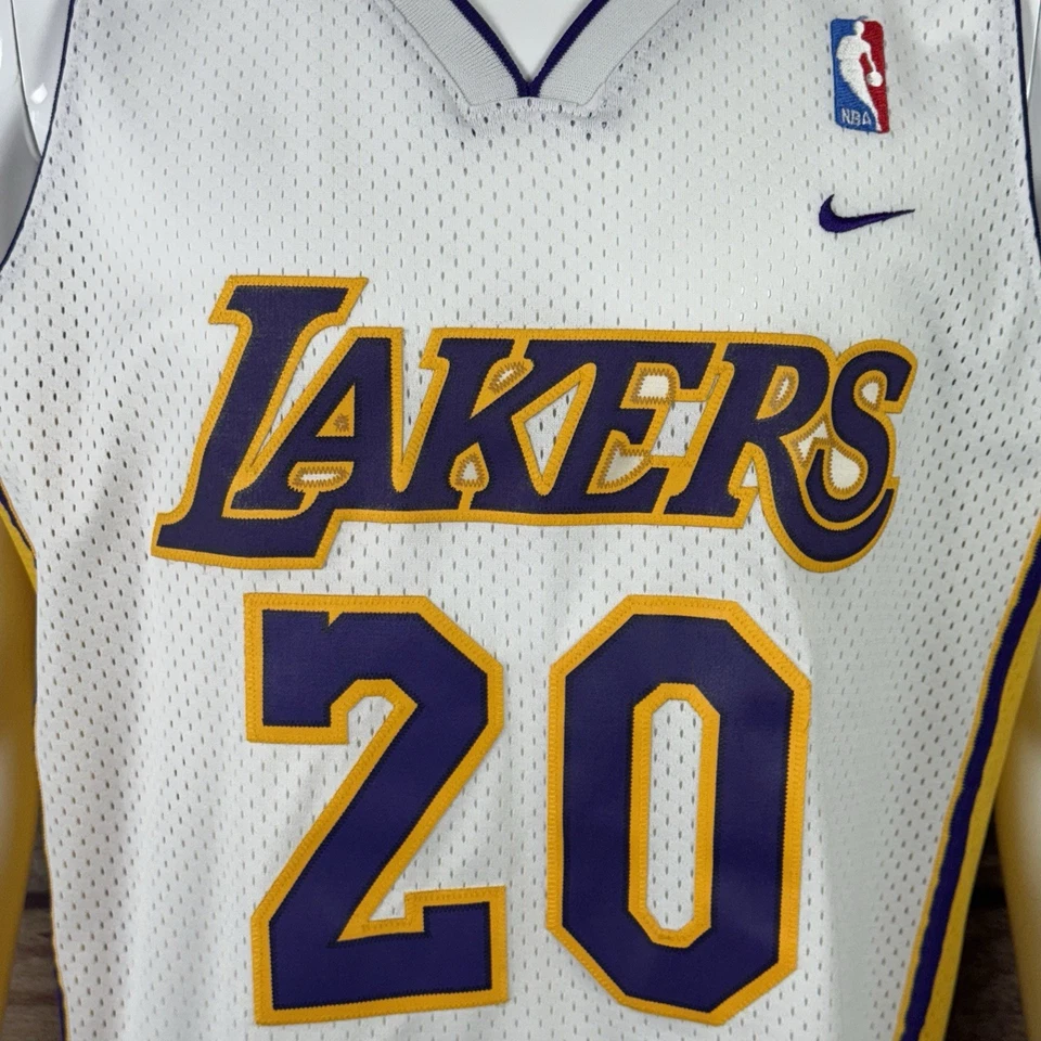 Camiseta de Los Angeles Lakers para hombre mediana Gary Payton #20 oro blanco NBA Nike Foto 2 de 4