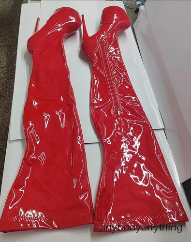 35-47 Übergröße 30 cm super hoher Stilettoabsatz Damen & Plateau Overknee Stiefel Reißverschluss - Bild 11 von 31