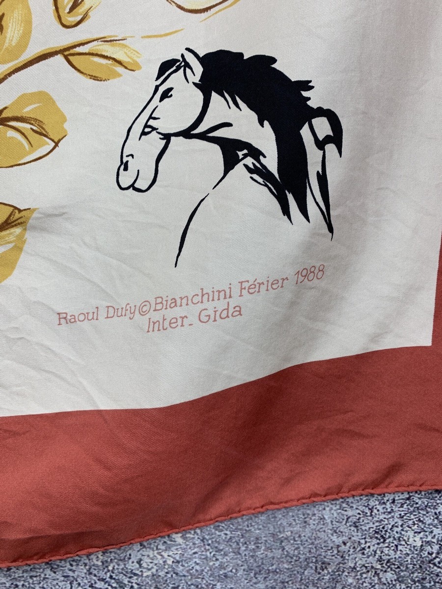 Raoul Dufy Bianchini Férier 1988 RAOUL DUFY BIANCHINI FERIER 1988 VINTAGE SCARF SILK SIZE