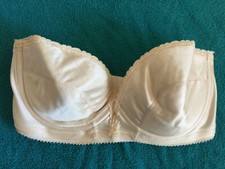 34D  LADY CAMEO Dallas - Vintage 70s 80s Satin Padded UW Strapless Womens Bra