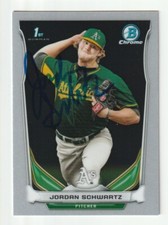 Jordan Schwartz Signed 2014 Bowman Draft Chrome Card Auto Oakland Athletics COA