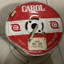 Carol Cable Co 18/2 Gray SVT 300V. vacuum Appliance Cable Wire Metal Spool